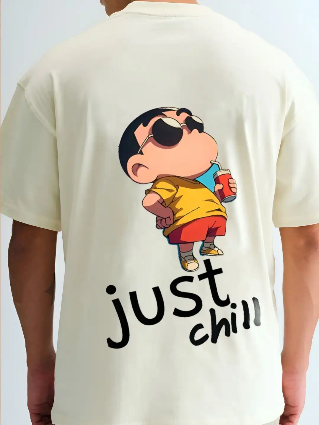 Buy BDSQUARE Just Chill Shin Chan Printed Round Neck Pure Cotton