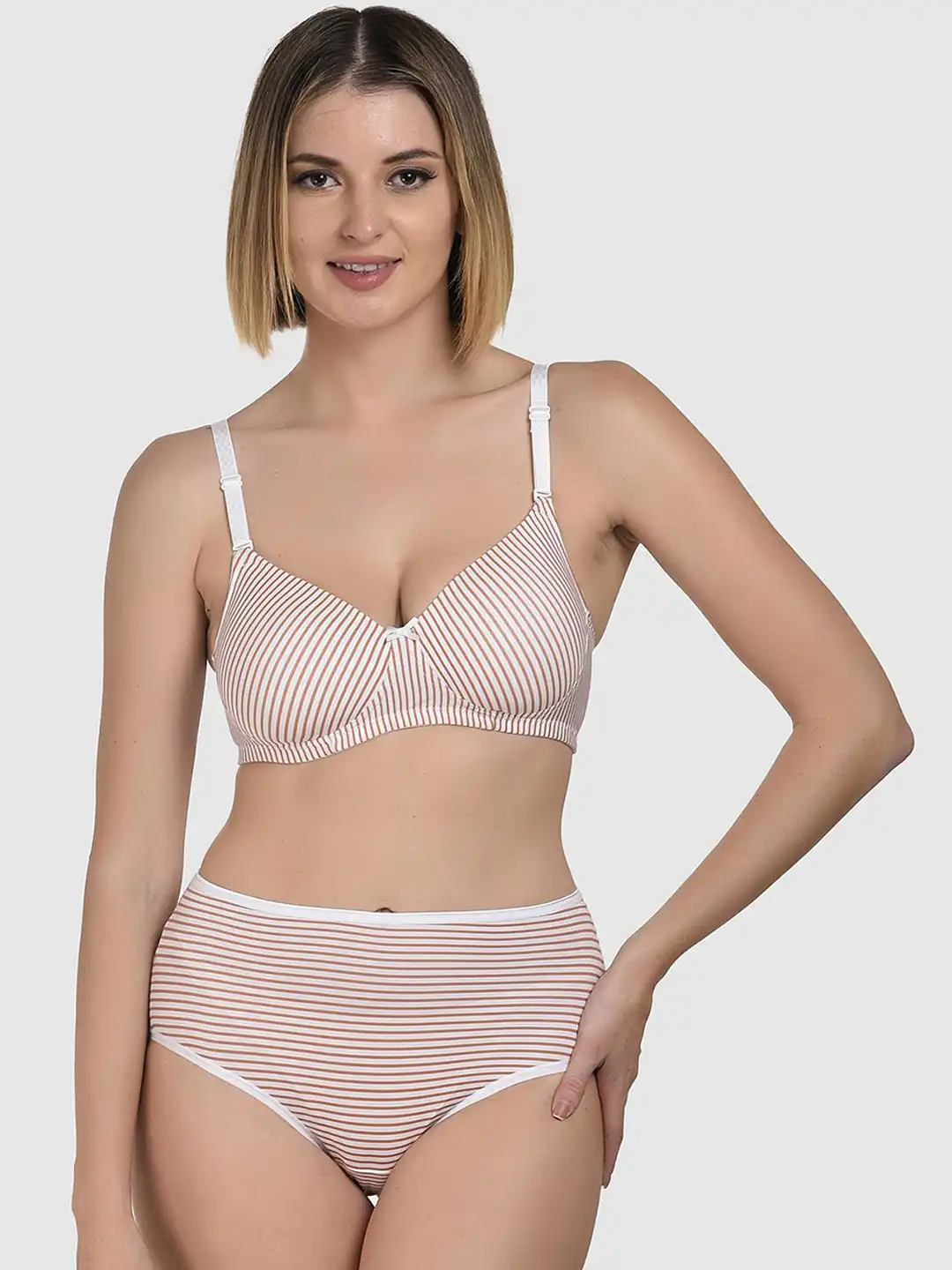 Buy DressBerry Striped Padded Bra & High-Waist Panty Lingerie Set