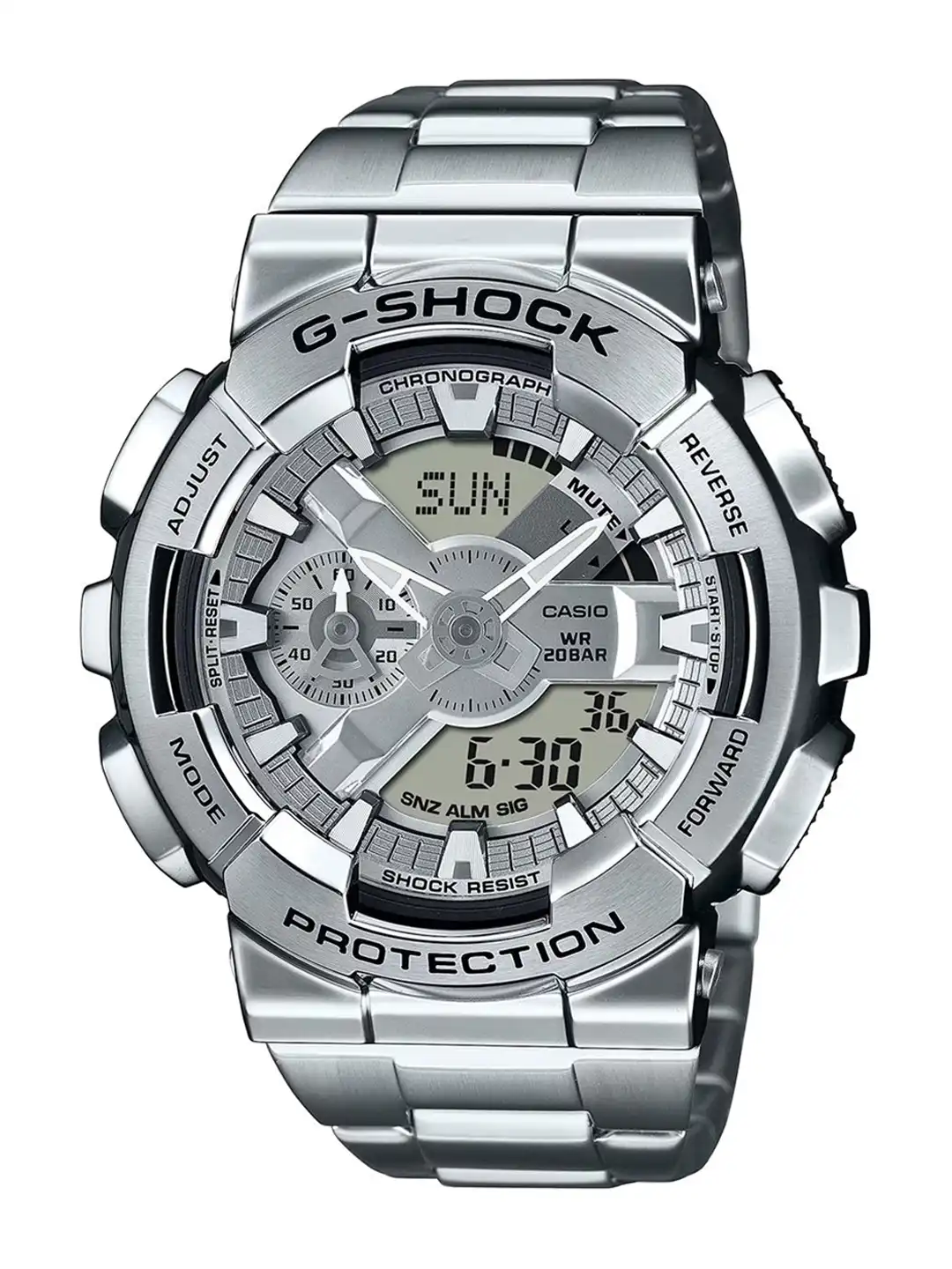 G-SHOCK SHOCK RESIST ステンレス Buy CASIO G-SHOCK GM-110D-8ADR Silver Analog-Digital dial