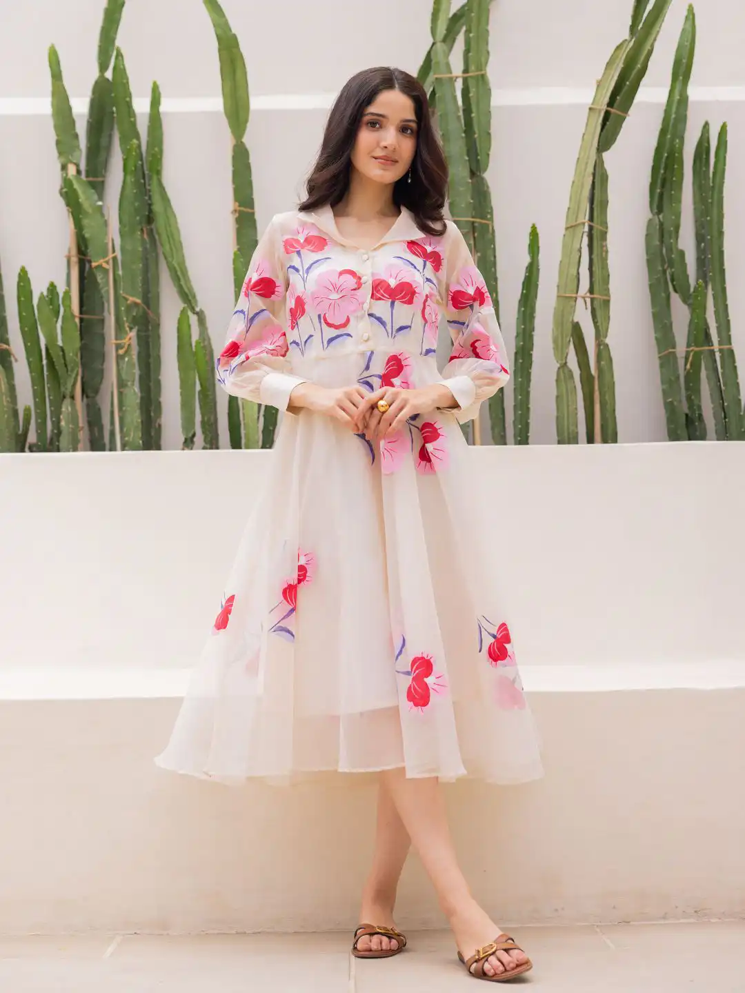 myntra organza dress Buy Ambraee Women Off-white Organza Floral Dress - Dresses for Women  35057996