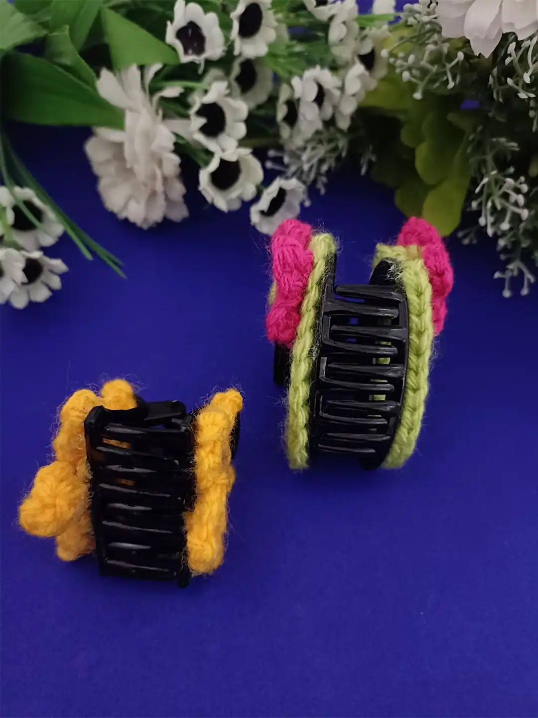 【MARNO】Jules hair clip Buy Sanjog Set of 2 Lace Crochet Woolen Handmade Claw Clip - Hair