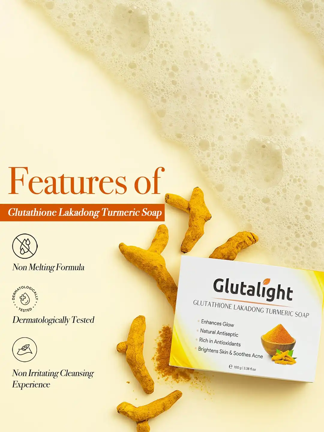 Buy Glutalight Glutathione Lakadong Turmeric Soap - 100 g - Soap for Unisex  34645637