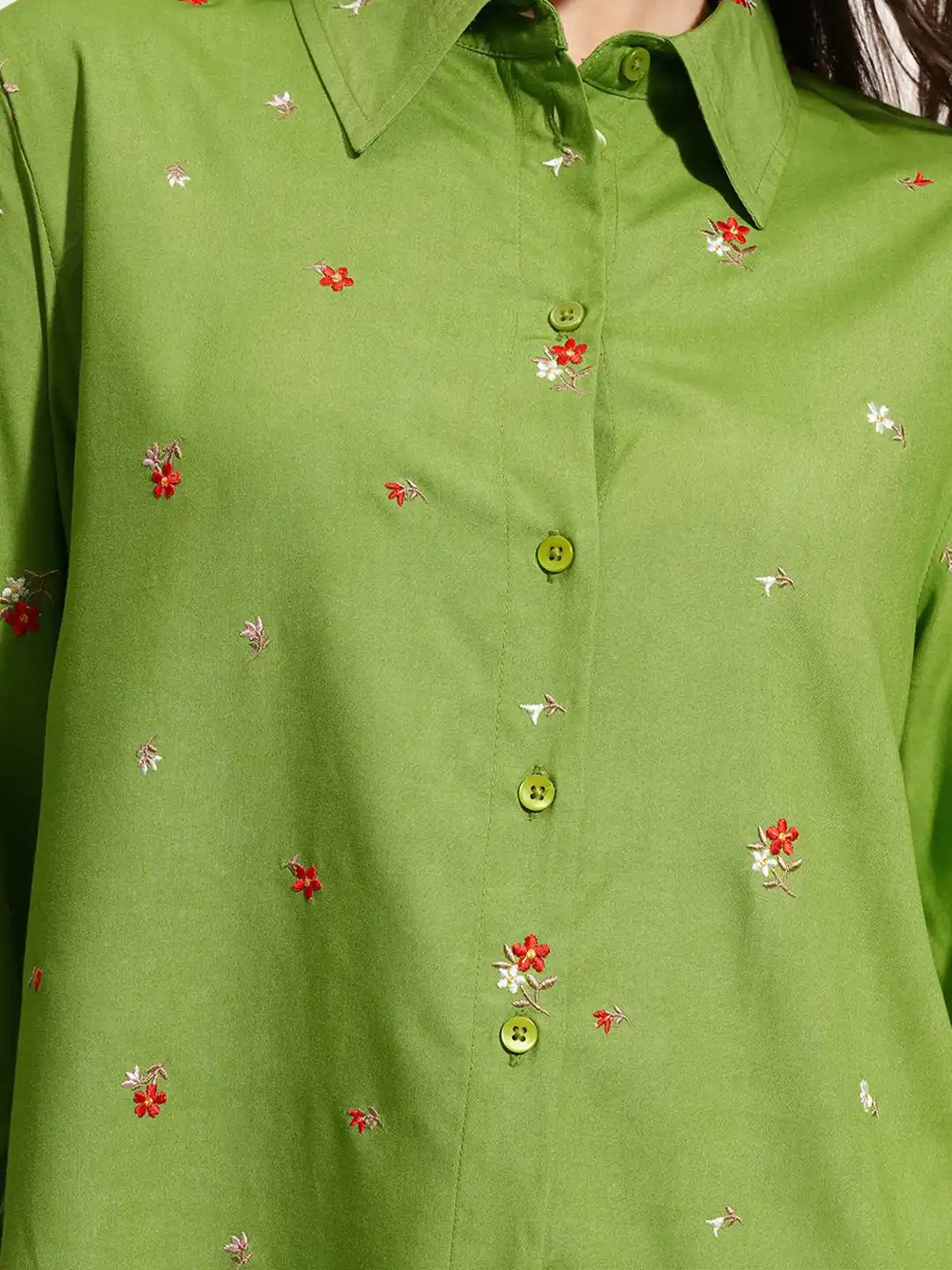 Buy CHIC BY TOKYO TALKIES Floral Embroidered Cutaway Collar Shirt