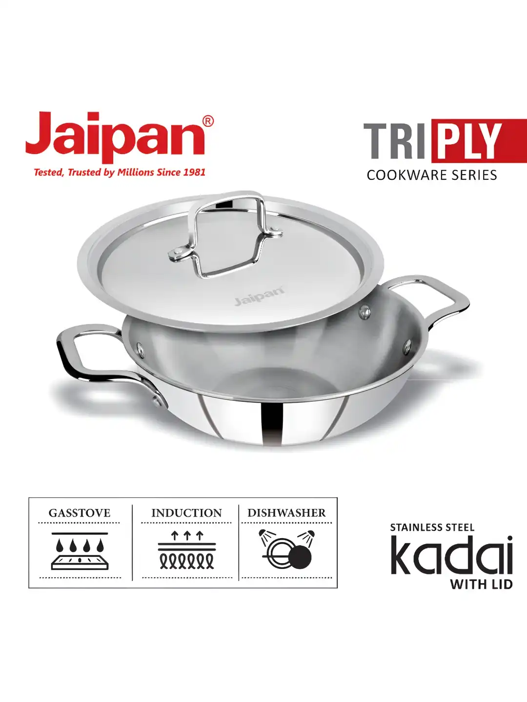 Buy Jaipan Silver-Toned Induction Base Stainless Steel Kadhai and