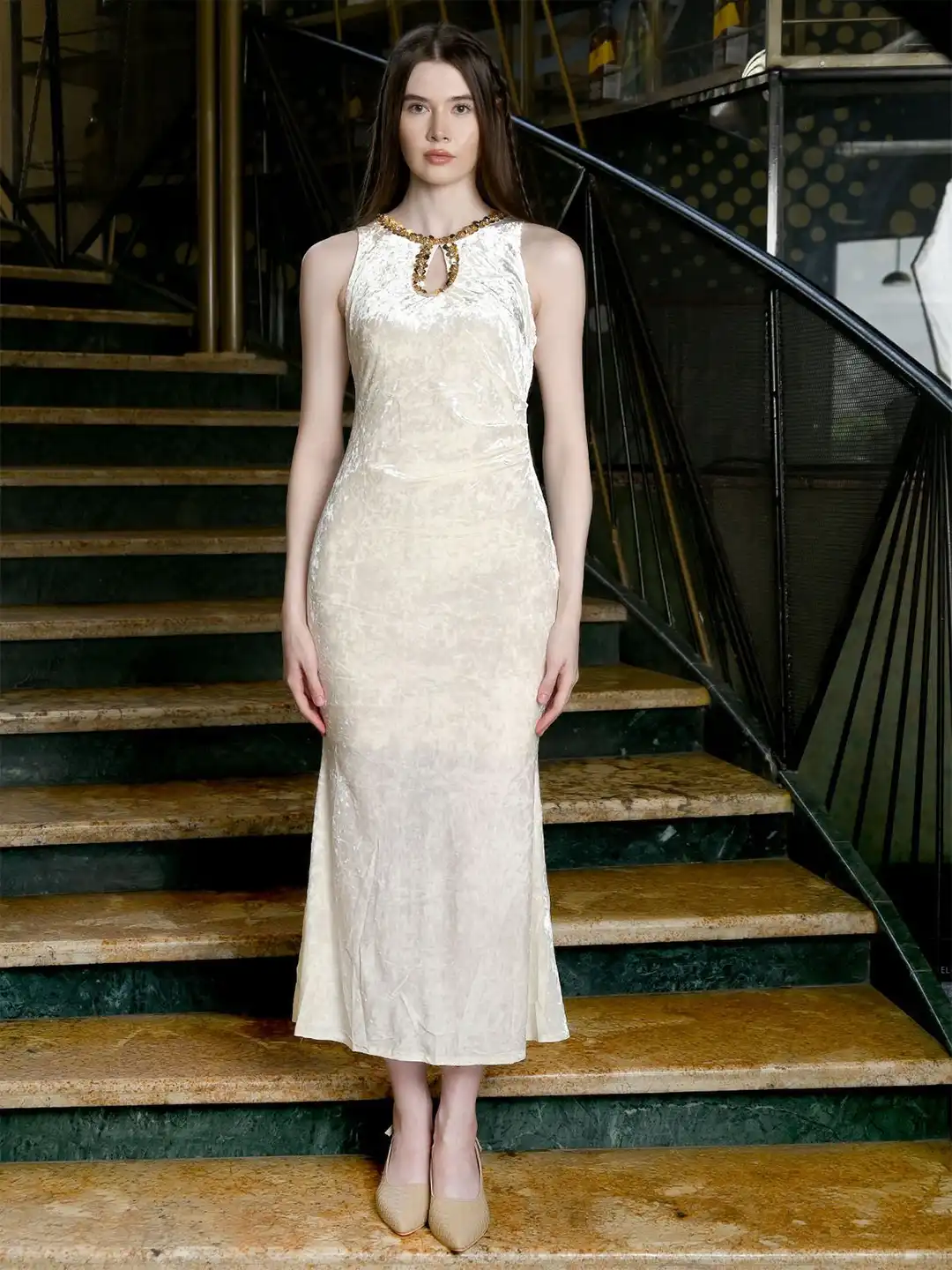 white velvet cocktail dress White Velvet Embellished Dress Chic Glam Closet