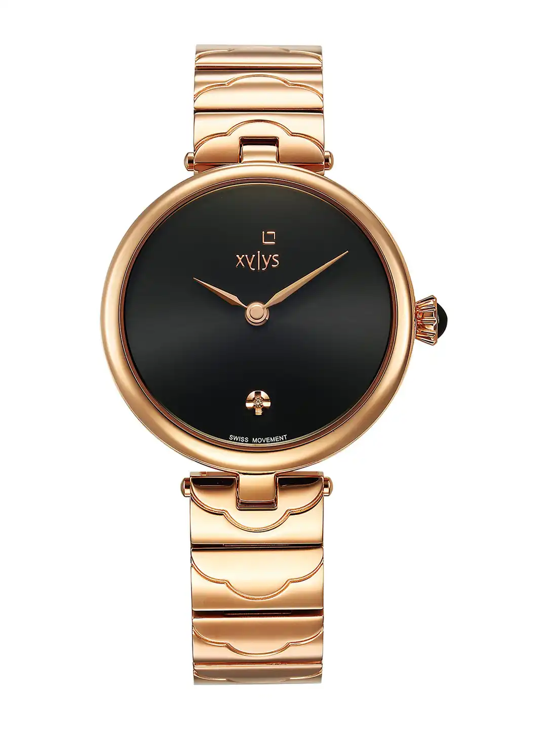 Buy Xylys Women Swiss Analog Rose Gold Stainless Steel Strap Black