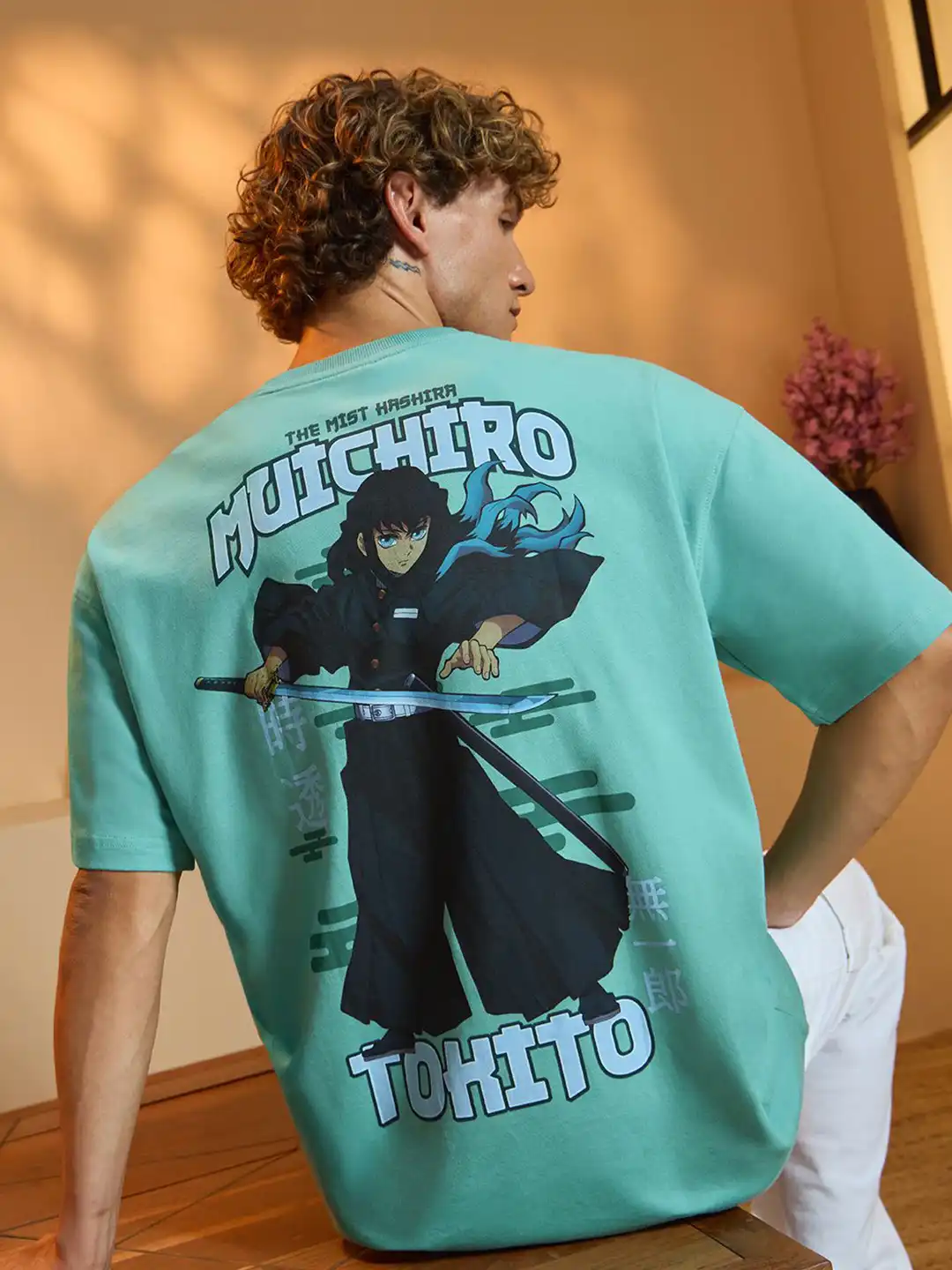 Buy The Souled Store Men Oversized Demon Slayer Green Tshirts