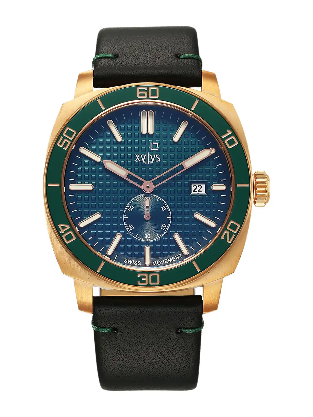Buy Xylys Men Quartz Analog Green Dial Black Leather Strap Watch