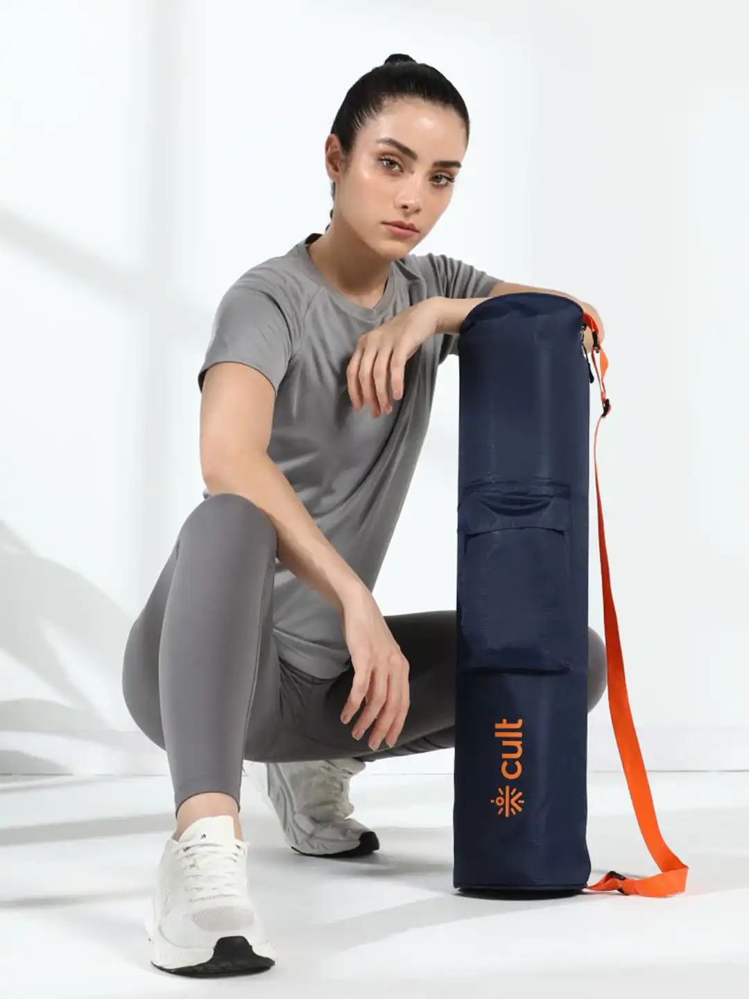 Buy CULT Navy Yoga Mat Bag with Adjustable Shoulder Strap Fits Up