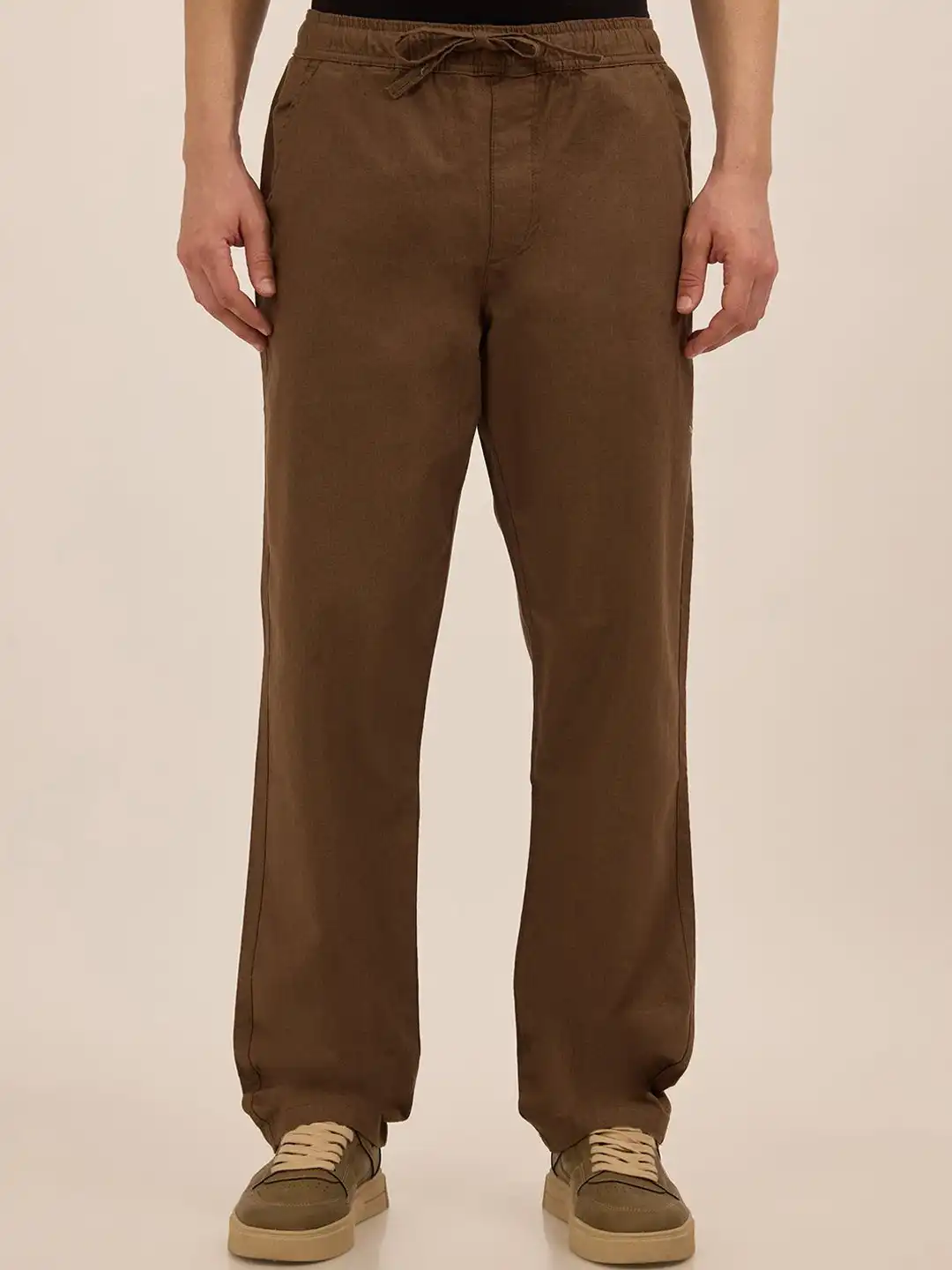 Buy Espanshe Luxeloom Men Brown Relaxed Fit Trouser - Trousers for