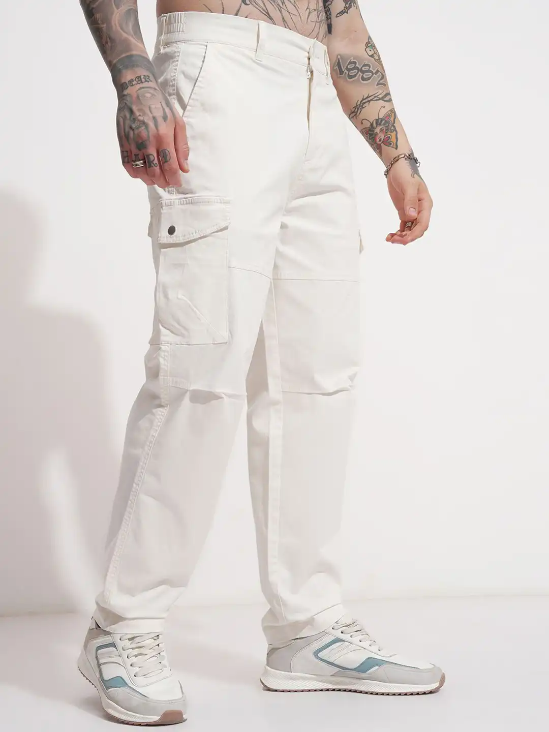 Buy Highlander Men Solid Baggy Cargo Trousers - Trousers for Men