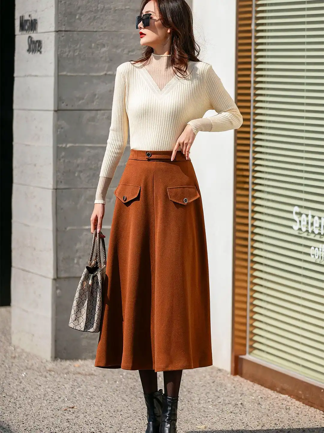 Buy Outzidr Maxi Flared Skirt With Cargo Pockets - Skirts for