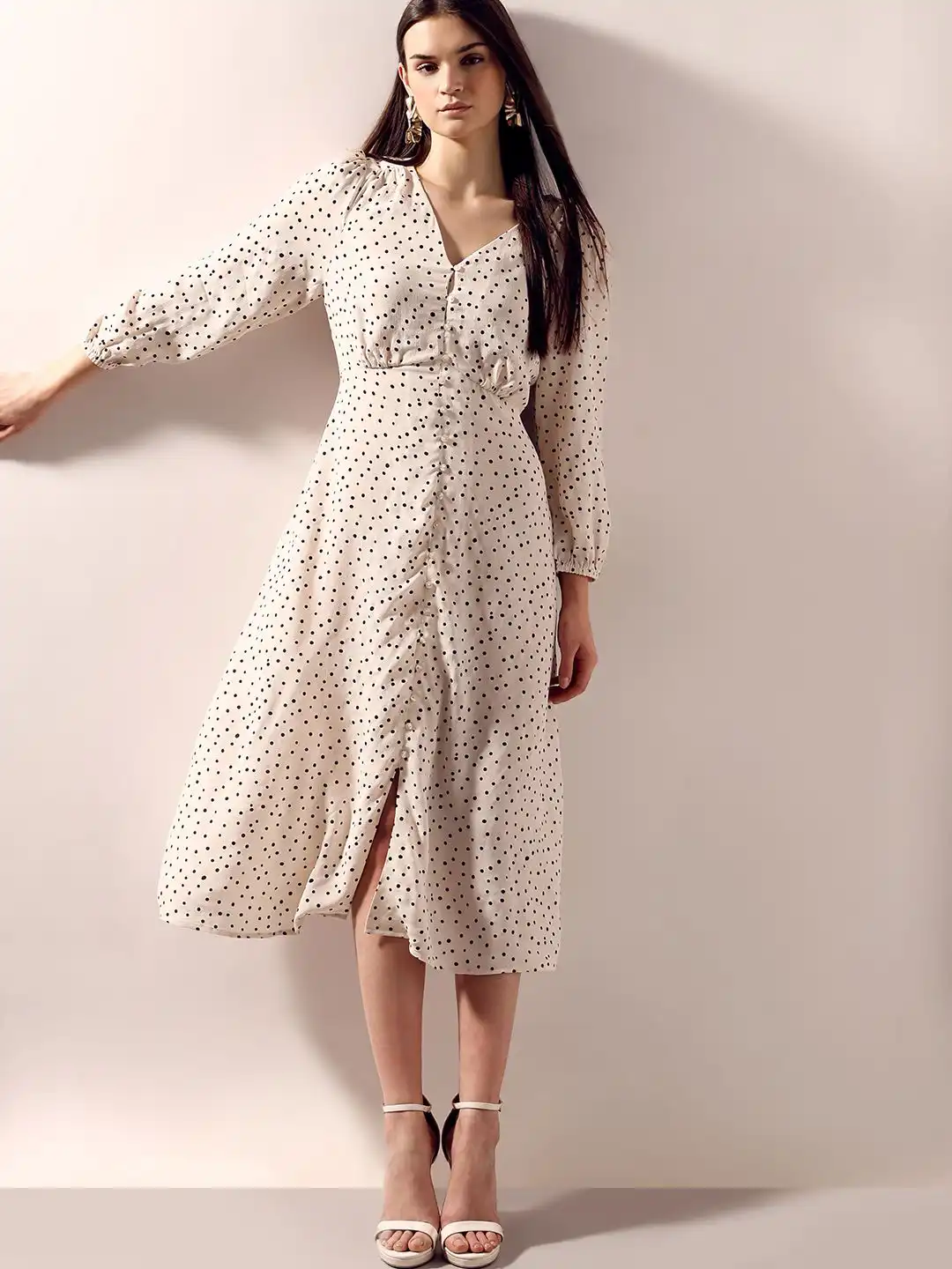 vero moda women printed fit & flare dress VERO MODA Black Printed Fit & Flare Dress