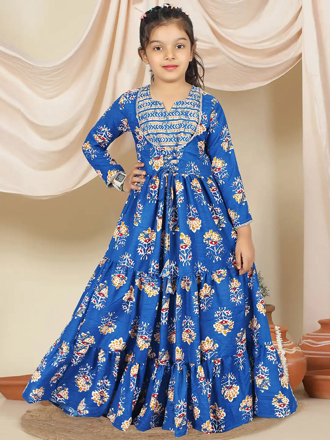 Buy FASHION DREAM Girls Floral Printed Fit & Flare Tiered Maxi Dress - Ethnic Dresses for Girls 34804153 | Myntra Buy FASHION DREAM Girls Floral Printed Fit & Flare Tiered Maxi Dress - Ethnic Dresses for Girls 34804153 | Myntra