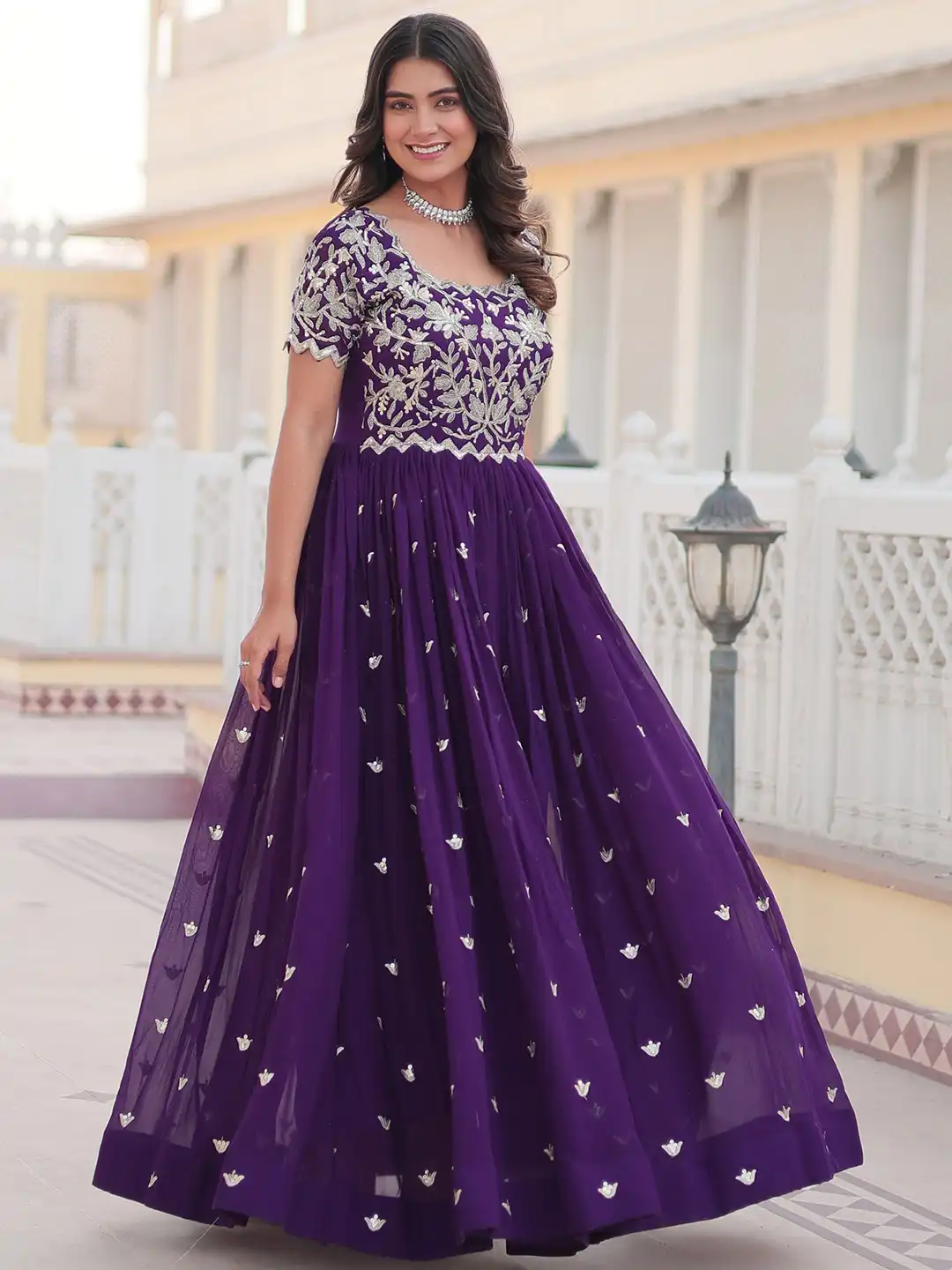 Kalinga Ashok Semi Formal Dresses For Mature Women Buy KALINI Women Georgette Embriodery Sequience Work Ethnic