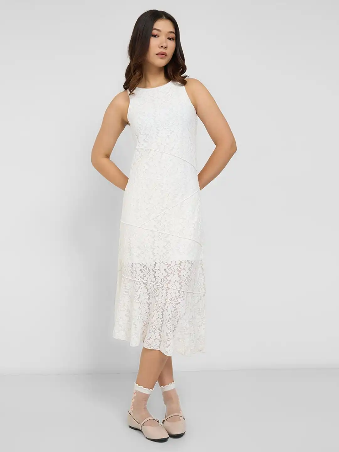 pantaloons dresses for ladies Medium Blue Printed Midi Casual Women Regular Fit Dresses