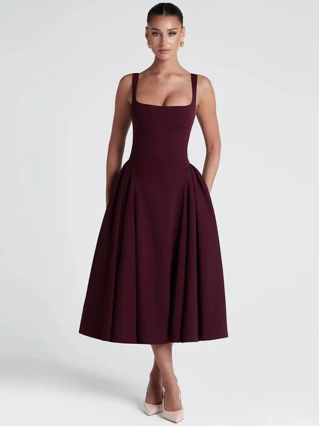Buy LULU & SKY Square Neck Sleeveless Fit and Flare Midi Dress - Dresses for Women 34820719 | Myntra Buy LULU & SKY Square Neck Sleeveless Fit and Flare Midi Dress - Dresses for Women 34820719 | Myntra