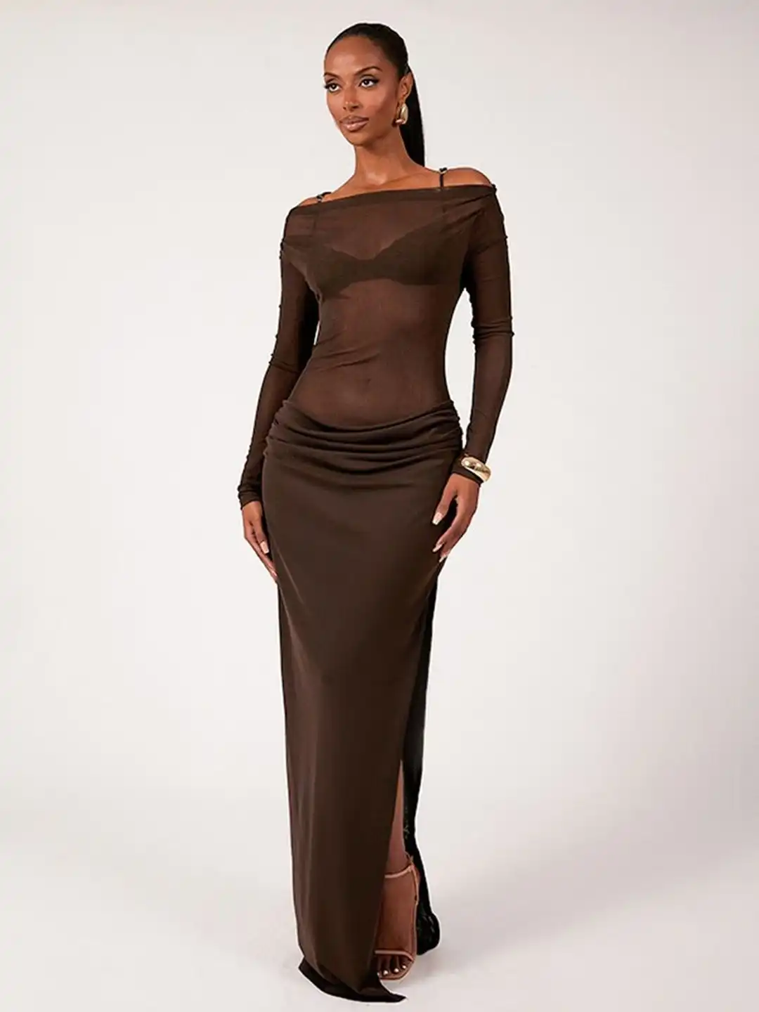 brown lulu dress Buy & SKY Women Off-Shoulder Bodycon Maxi - Dresses for Women 33177257 Size::2 cheshire gown Hidden side zipper sage green chiffon bridesmaid dress