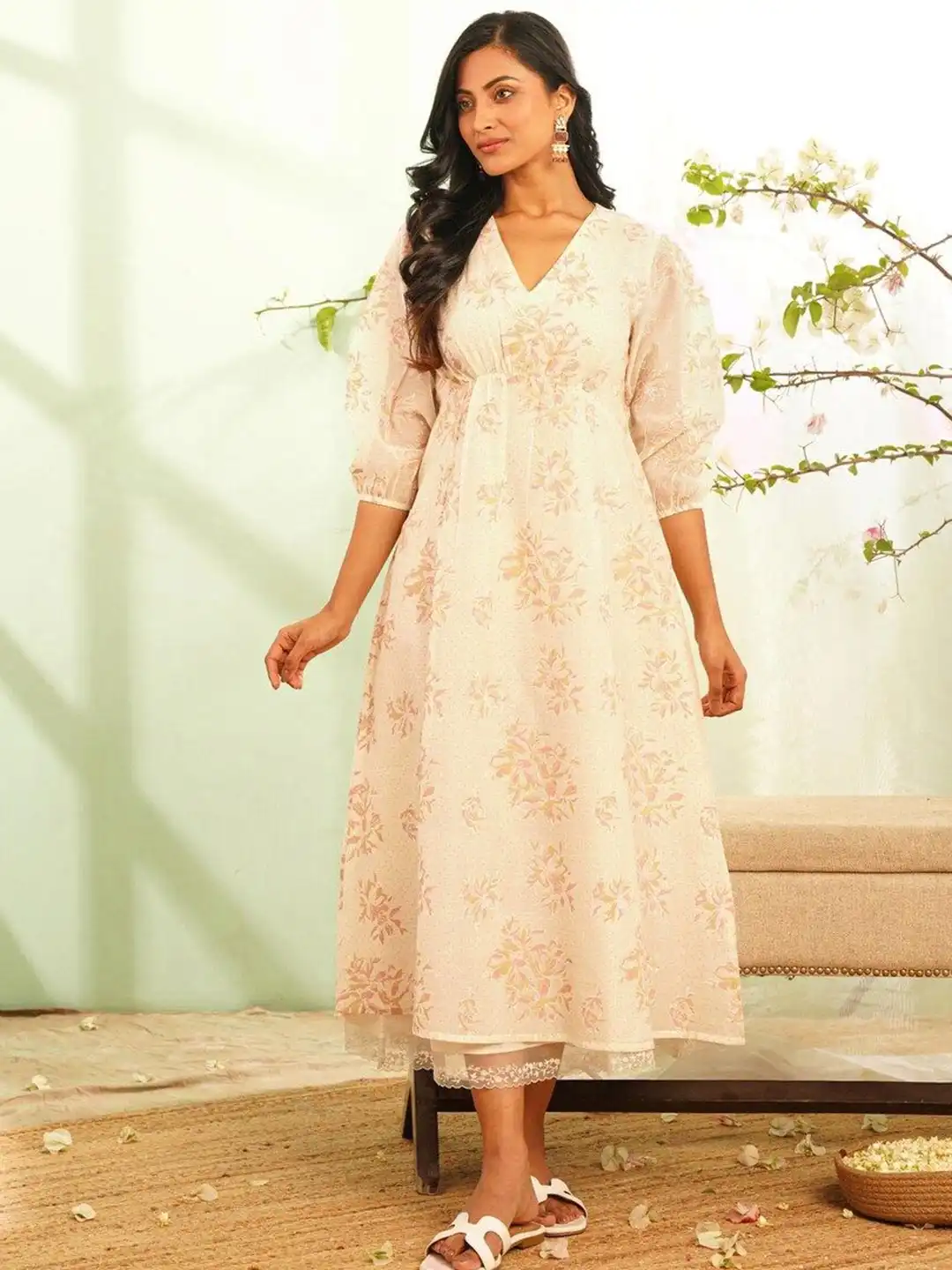 cotton dresses jaypore Shop Jaypore Women Yellow Cotton Printed Round Neck Dresses for Women Online 39581403