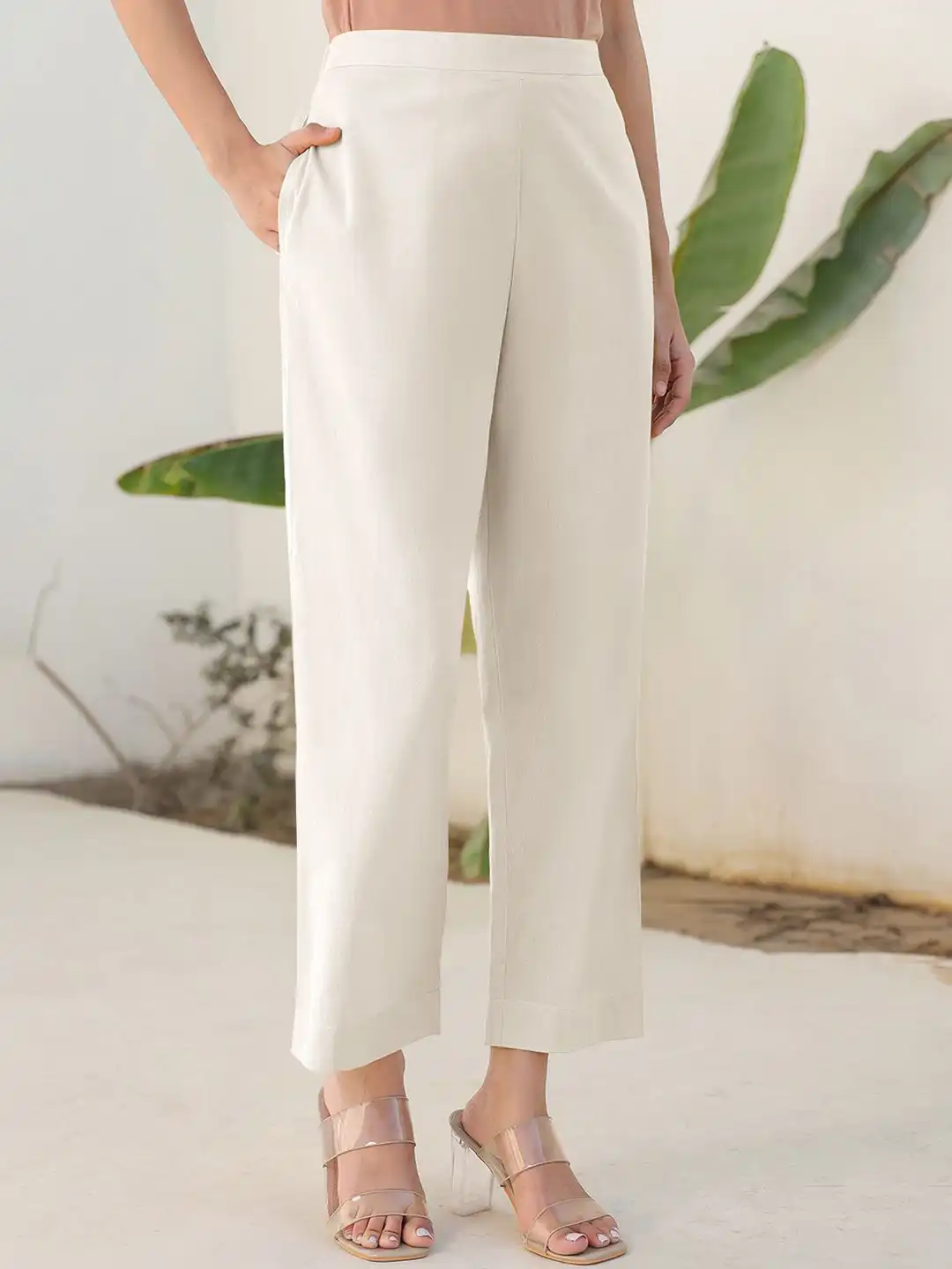 off-white　NEW SPACE パンツ Buy Janasya Women's Off White Linen Cotton Solid Staright Pant