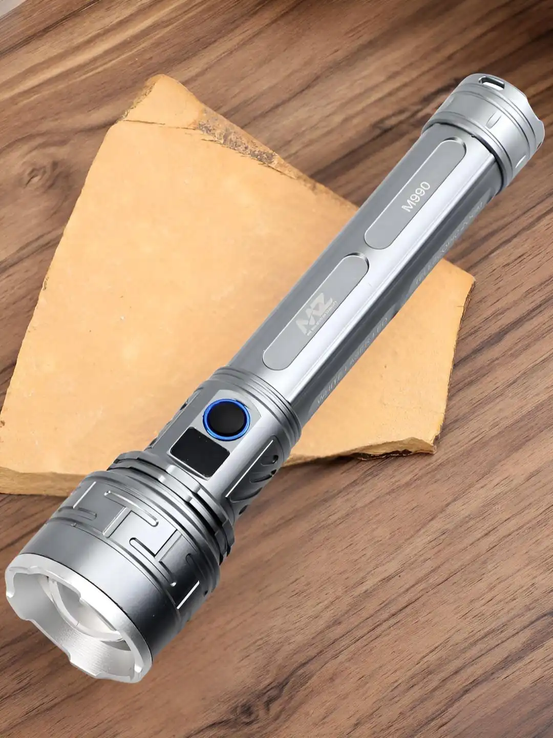 Buy MZ M990 Silver Toned Metal Rechargeable Led Flashlight
