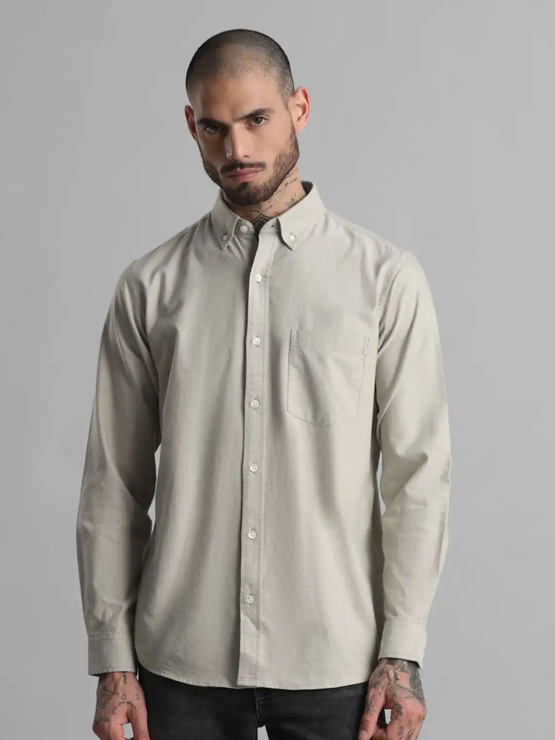 Buy Klub Fox Men Slim Fit Button-Down Collar Solid Cotton Casual