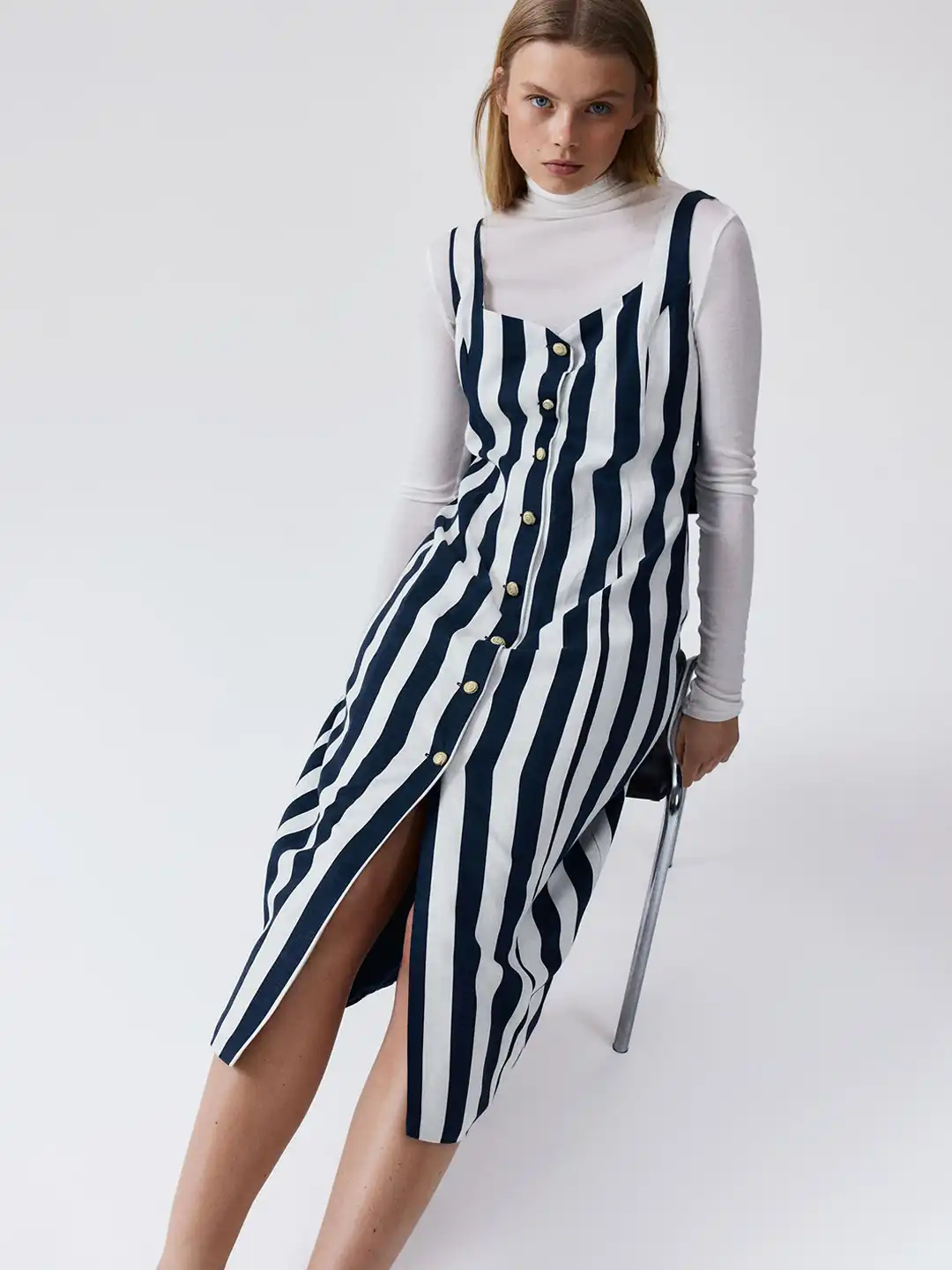 h&m linen blend midi dress H&M Linen-Blend Midi Dress