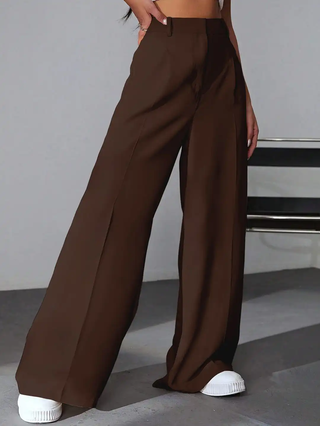 Buy SZN Women High-Rise Loose Fit Wide Leg Trousers - Trousers for