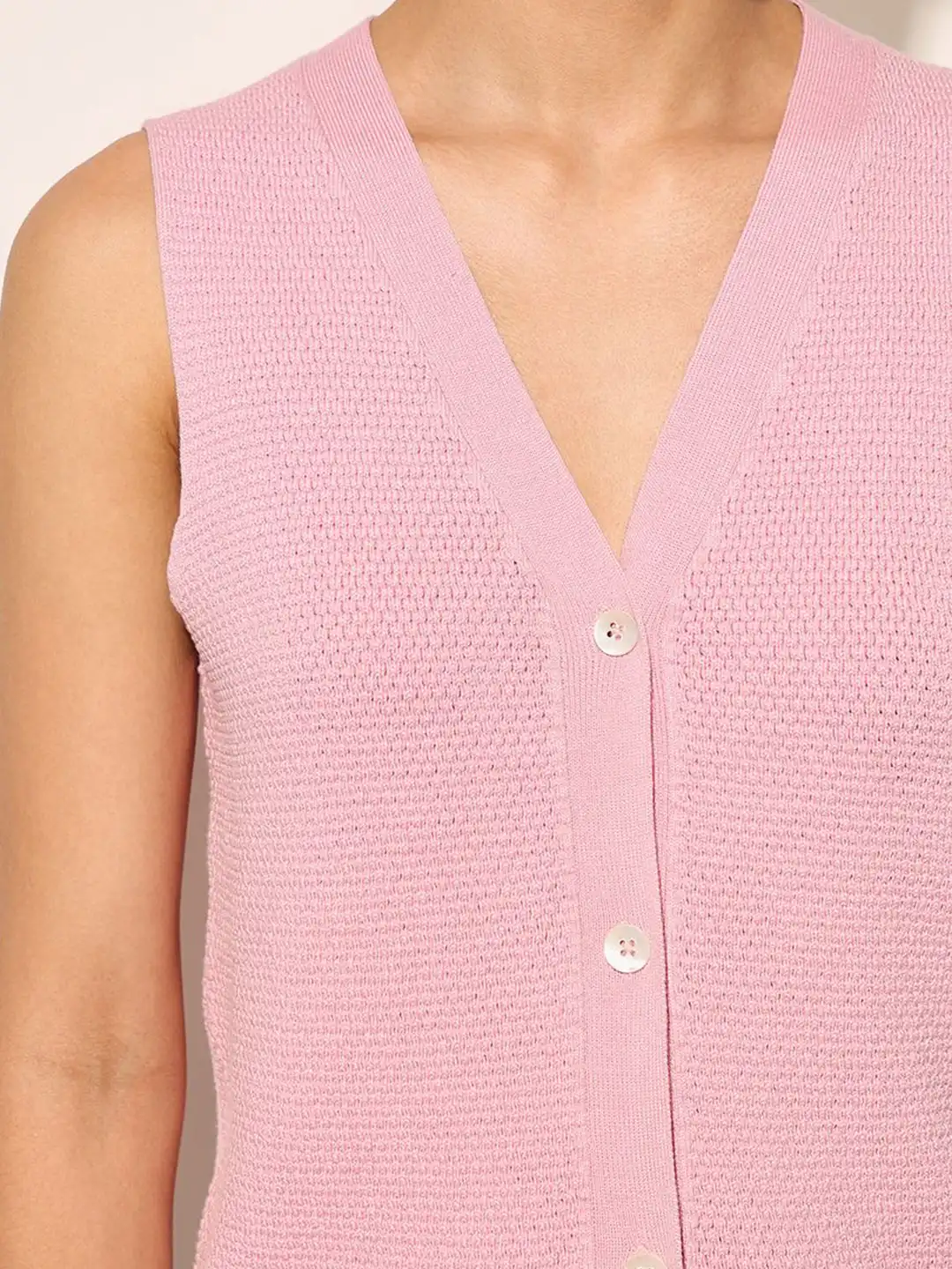 Buy ONLY Pink Button Front Sweater Vest Tank Top - Tops for Women