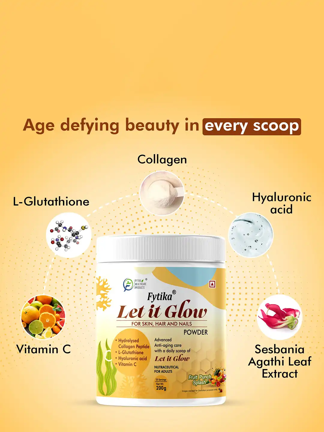 Buy FYTIKA Let It Glow Collagen Powder To Boosts Skin Radiance - 200 g - Fruit Punch Flavor - Skin Supplements for Unisex 33314105