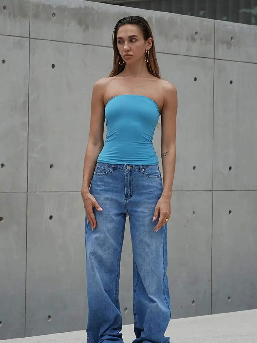 Buy Bonkers Corner Ocean Blue Polyamide Tube Top - Tops for Women