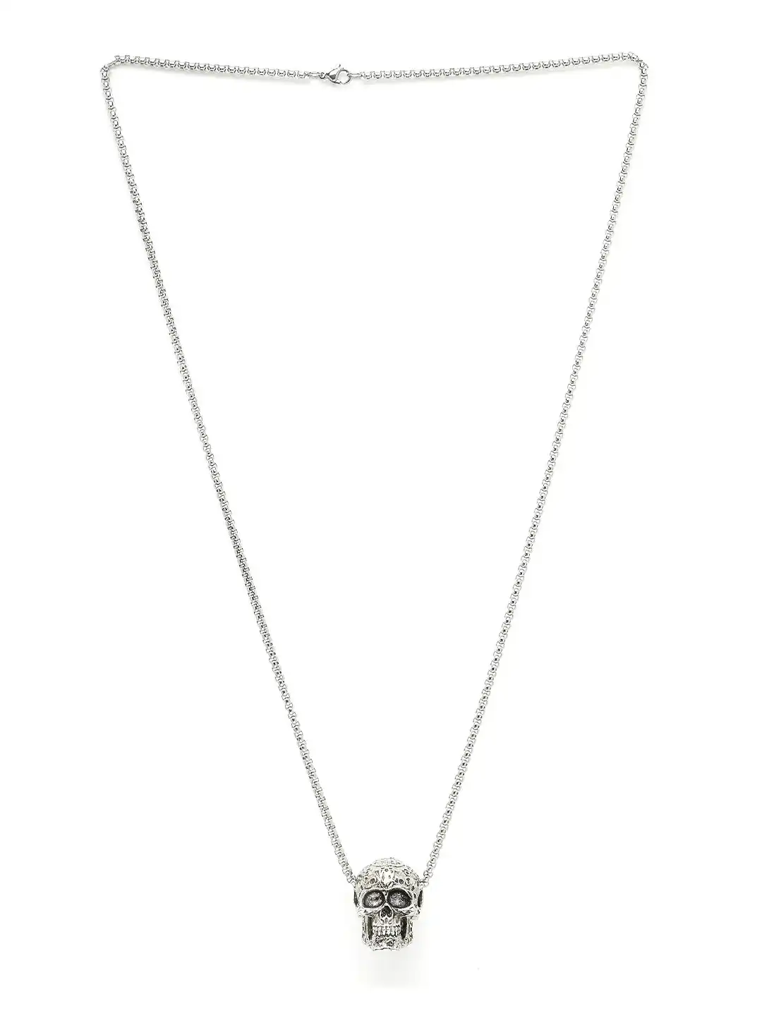 Buy The Roadster Lifestyle Co. Men Silver-Plated Skull Pendant