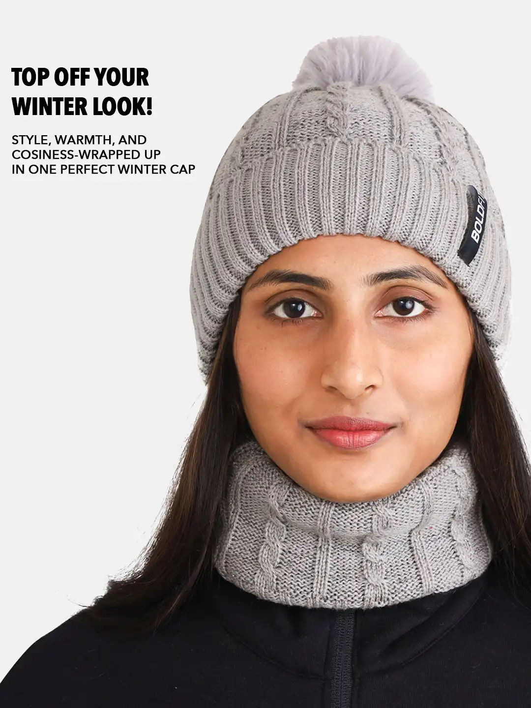 Buy BOLDFIT Women Woollen Winter Cap Grey - Caps for Women