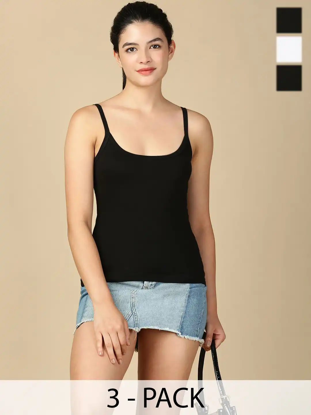 Buy Lux Cozi Set Of 3 Cotton Non Padded Camisoles - Camisoles for