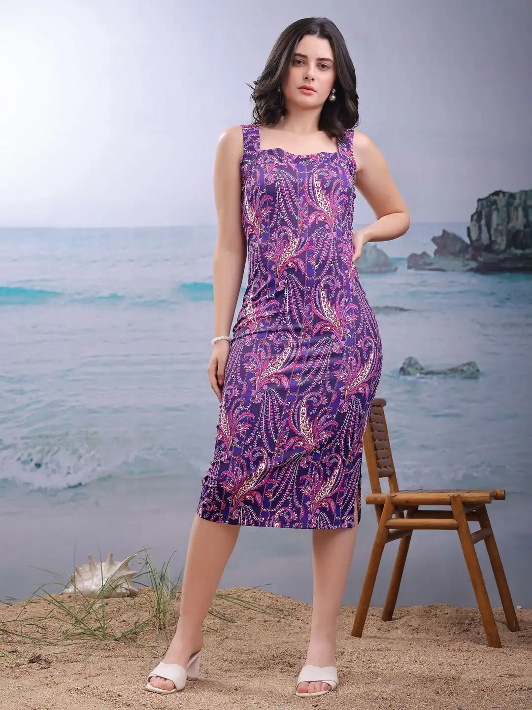 Buy PURVAJA smart fashion Women Printed Purple Bodycon Knee Length Dress -  Dresses for Women 34109367 | Myntra