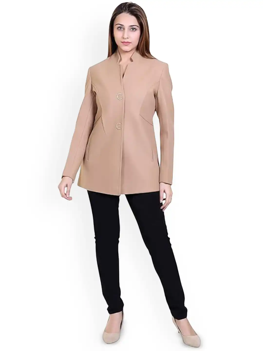 Buy COMFY SPARROW Stand Collar Single-Breasted Long Coat - Coats