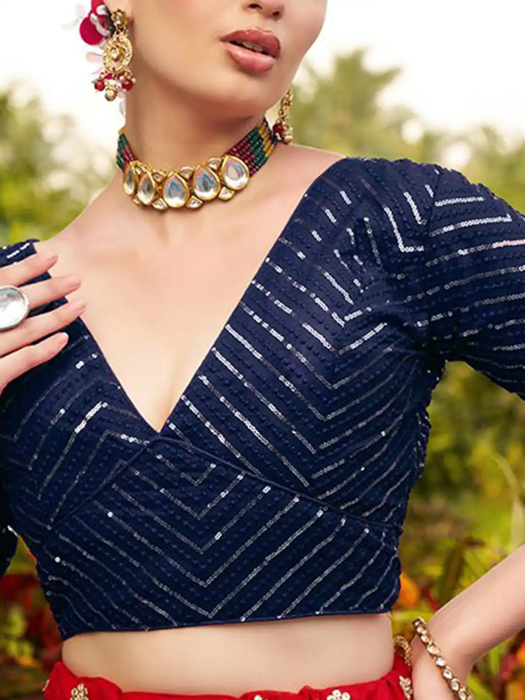 Buy HERE&NOW Embroidered Radymade Saree Blouse - Saree Blouse for