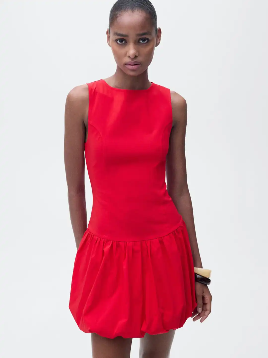 Buy MANGO Pleated Detail Fit & Flare Mini Dress with Bubble Hem - Dresses  for Women 33827461 | Myntra