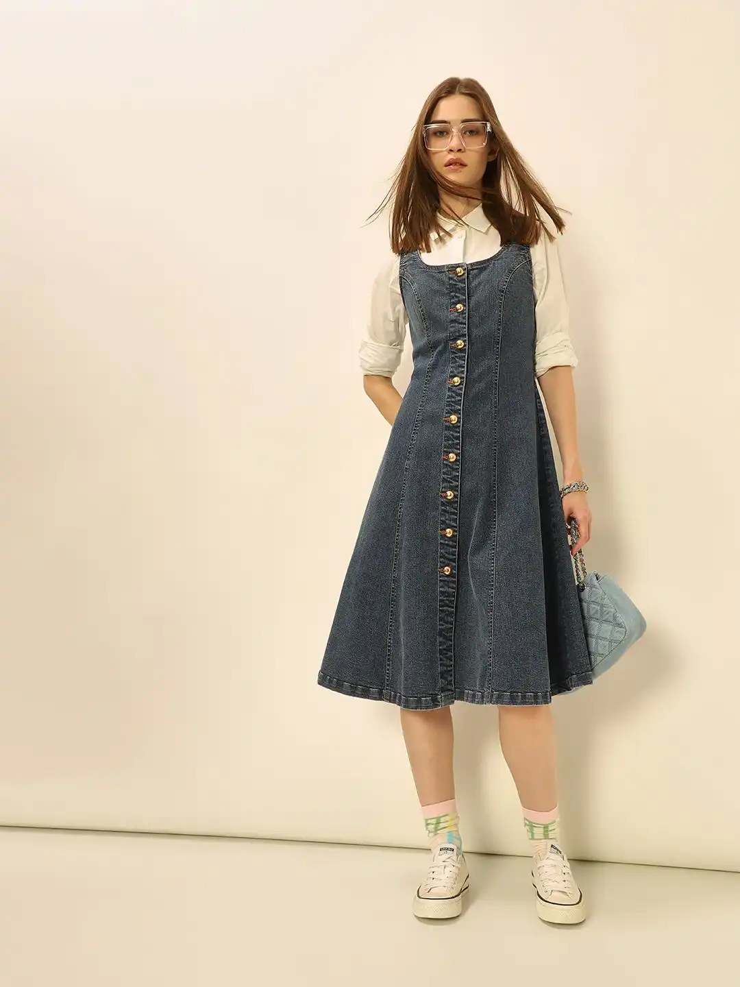 men's athletic cut dress shirts Denim Fit And Flare Mini Dress main image 0