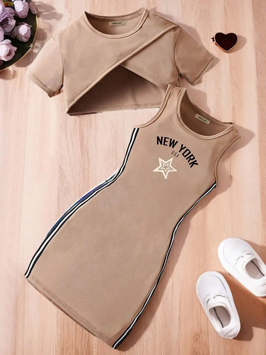 bodycon dress with crop top Buy INCLUD Girls Typographic Printed Short Sleeves - Dresses for Girls 34179251 Color:Long Length Dress Length approx 81cm/32 (Based Wide Leather Belt Italian Sky Blue Linen