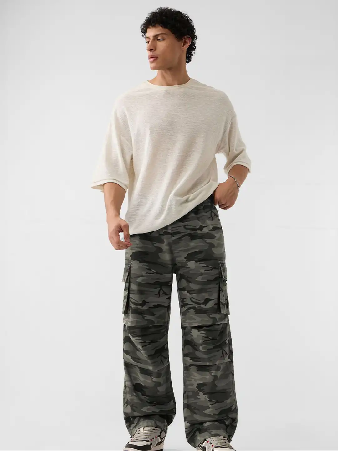 Buy The Souled Store Men Baggy-Fit Camo Parachute Pants - Trousers