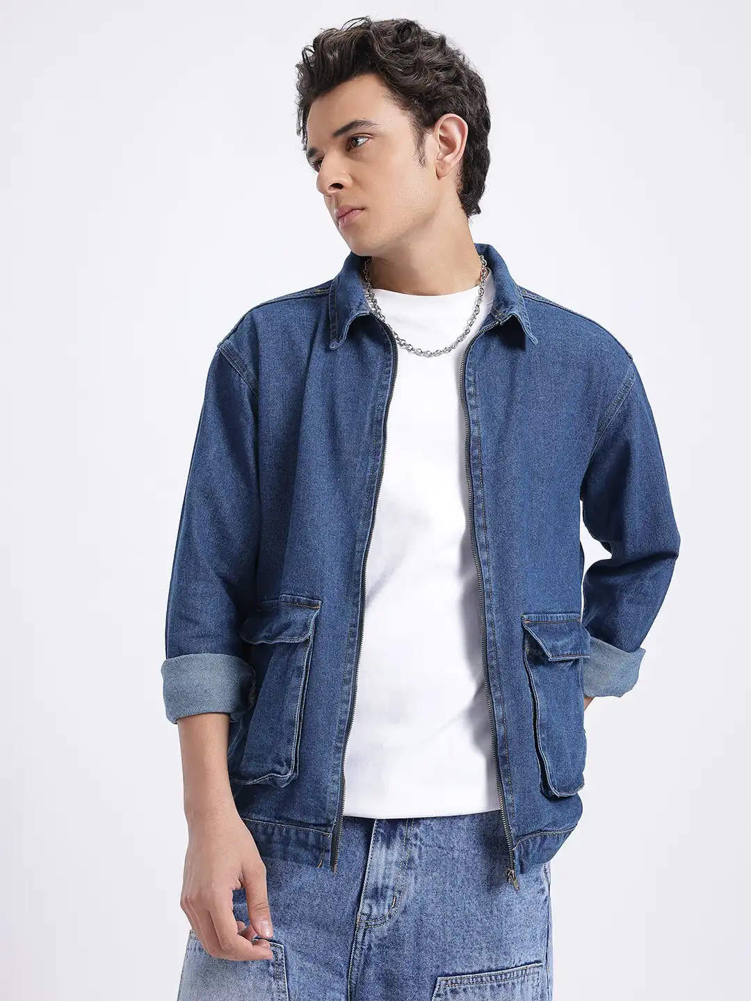 denim jacket Denim Men's With Bottle Pocket