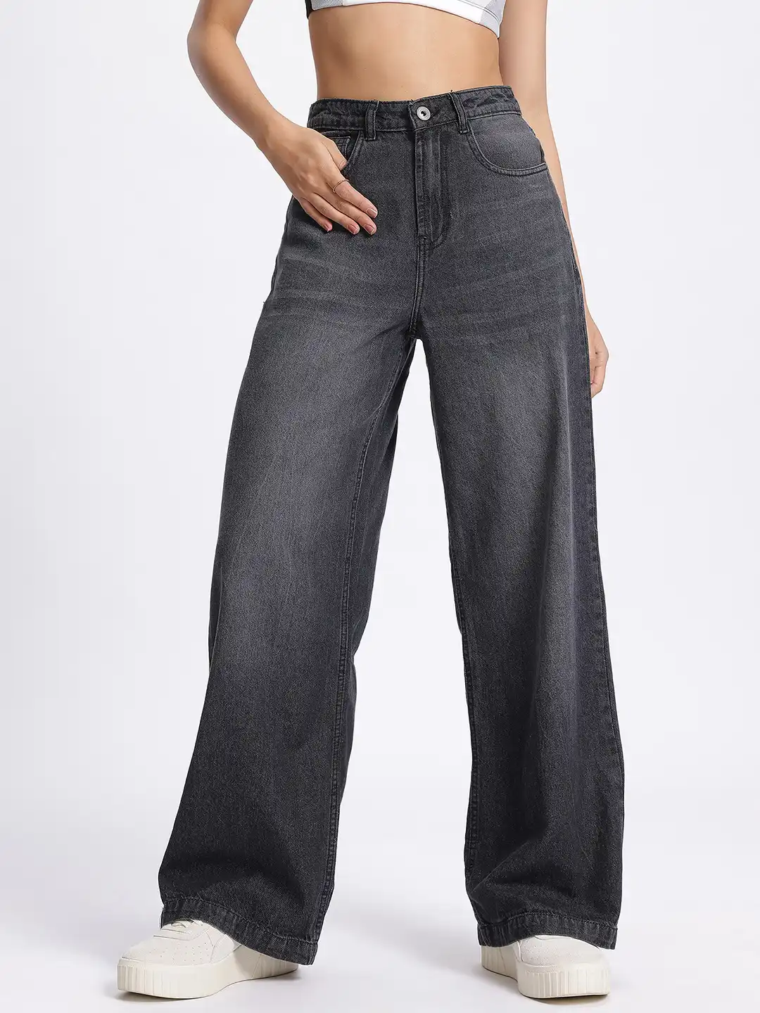 Buy glitchez Women Wide Leg Slit Jeans - Jeans for Women 31362844