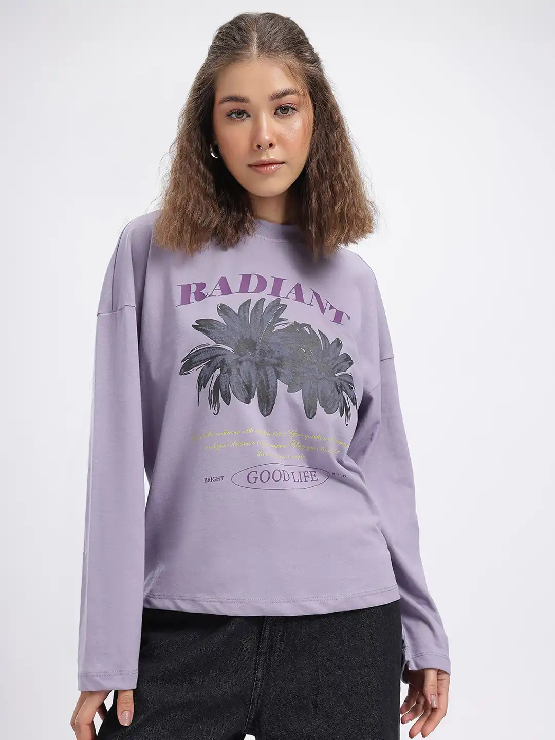 Buy glitchez Oversized Long Sleeve T-shirt - Tshirts for Women
