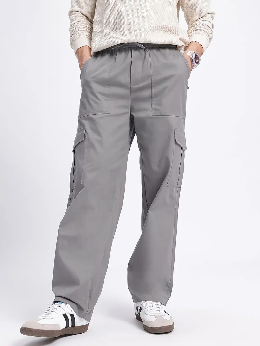 Buy glitchez Men Fit Cargo-Style Straight Fit Trousers - Trousers