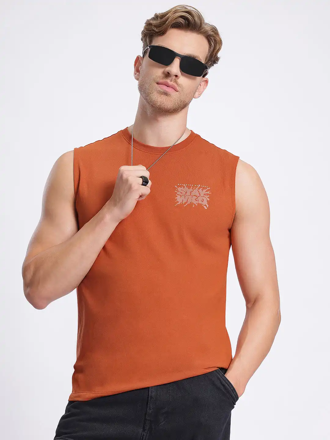 Buy glitchez Edgy Tank Placement Print Sleeveless Tee - Tshirts