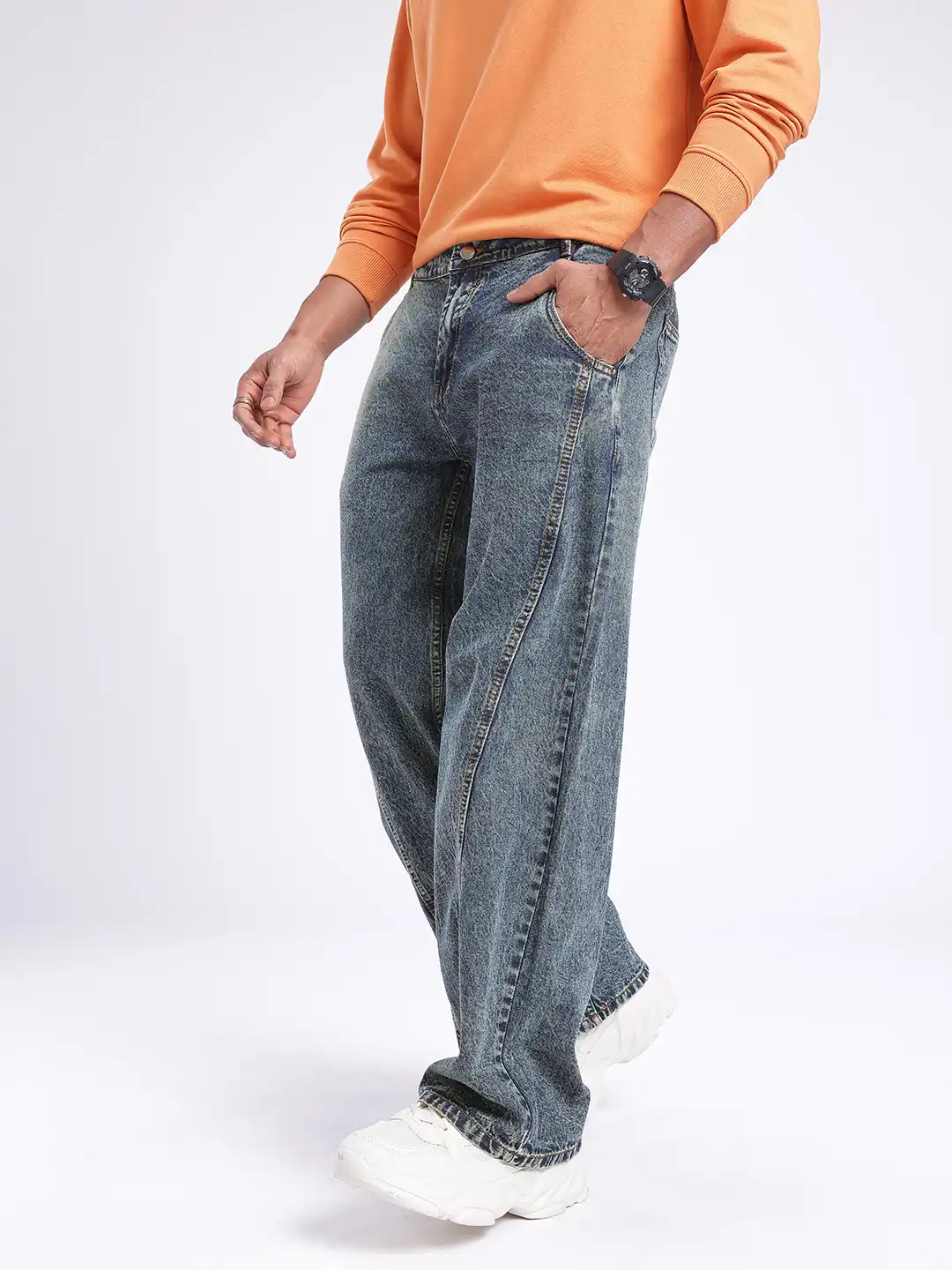 Buy glitchez Men Wide Leg Panelling Jeans - Jeans for Men 31596481