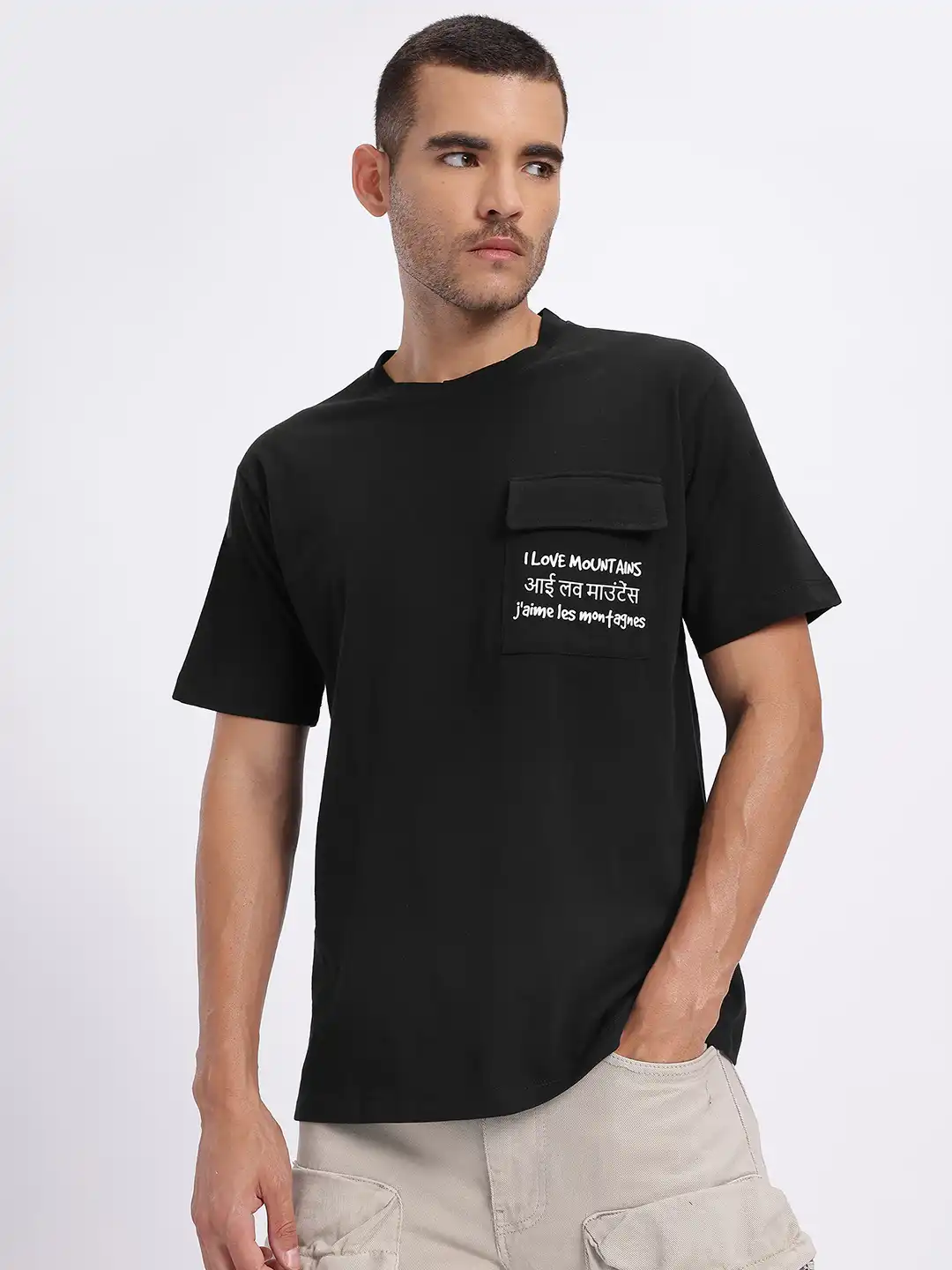 Buy glitchez Printed Pocket Detail Oversized T-shirt - Tshirts for