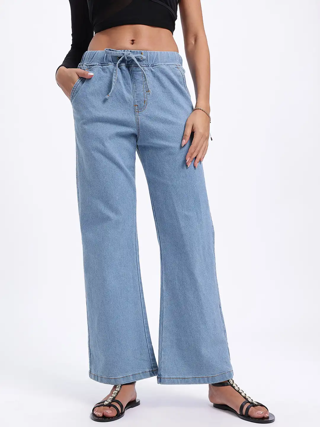Buy glitchez Women Denim Wide Leg Jeans - Jeans for Women 32202165