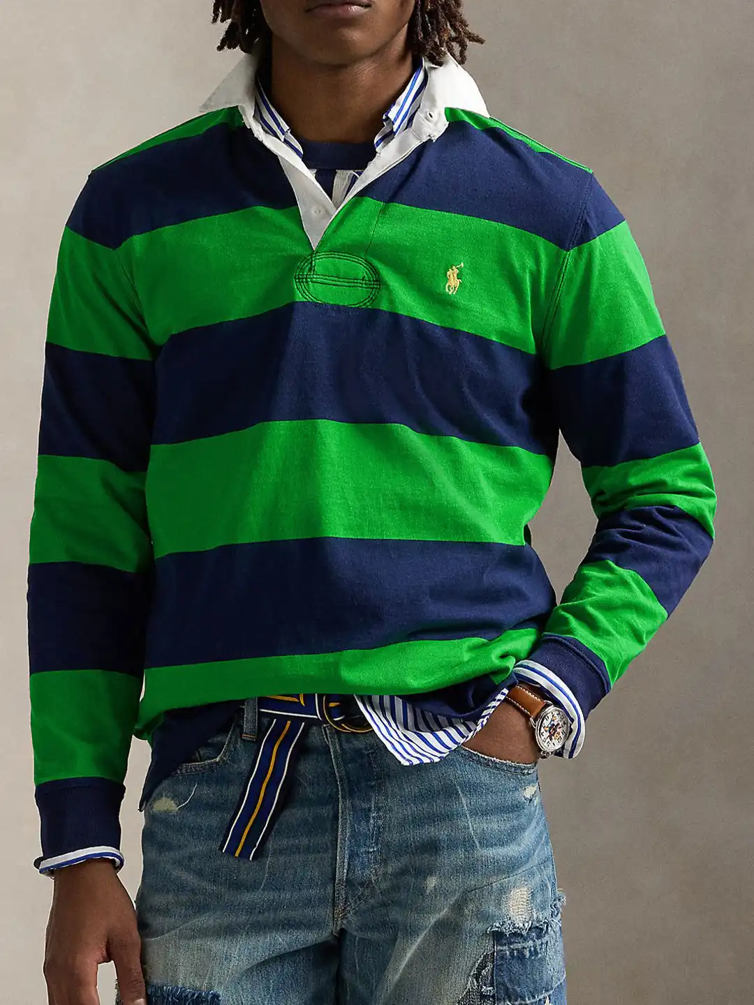 Buy Polo Ralph Lauren The Iconic Rugby Striped Pure Cotton Polo